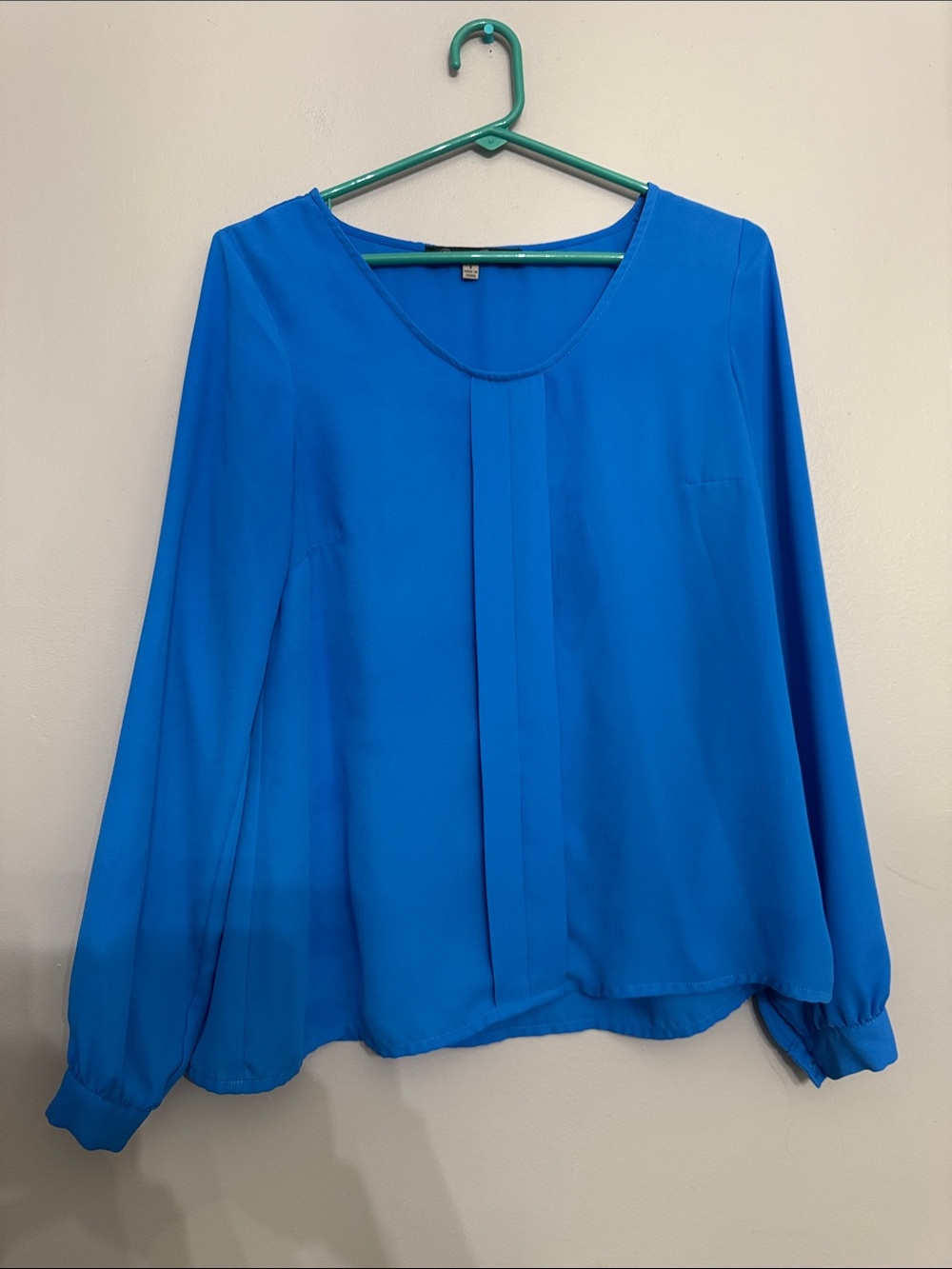 Rose & Olive Royal Blue Pleated Front Long-Sleeve Blouse